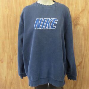 NIKE Navy Blue Spellout VINTAGE Sweatshirt Sz M Grey Silver Tag Crewneck 90s Y2K